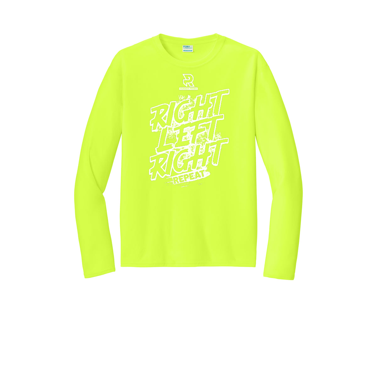 RIGHT LEFT RIGHT (White) - Long Sleeve Performance Tee