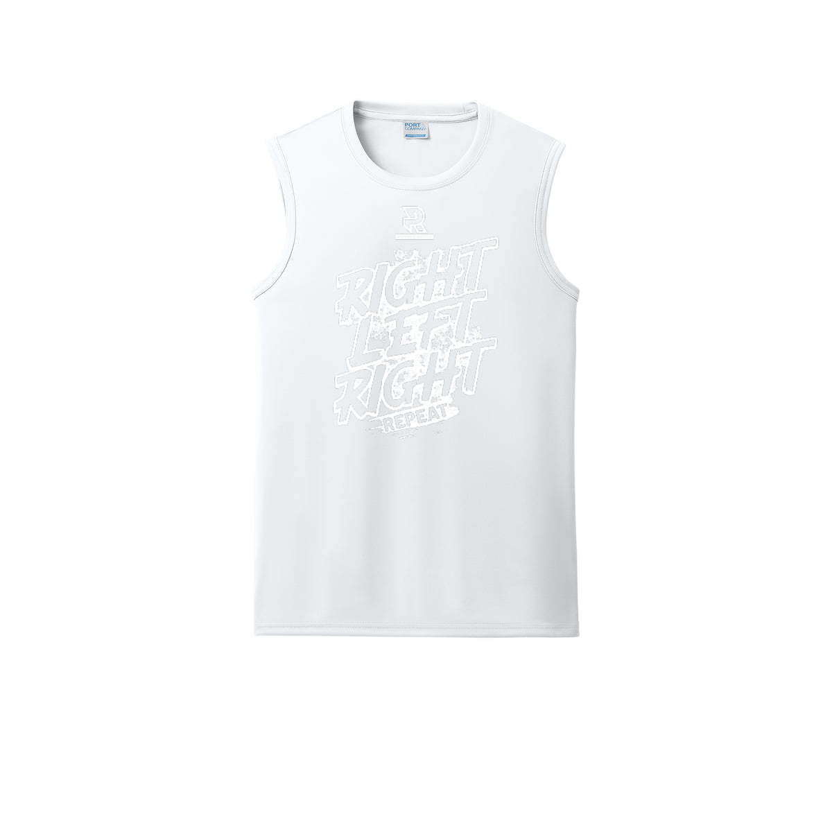 RIGHT LEFT RIGHT (White) - Sleeveless Performance Tee