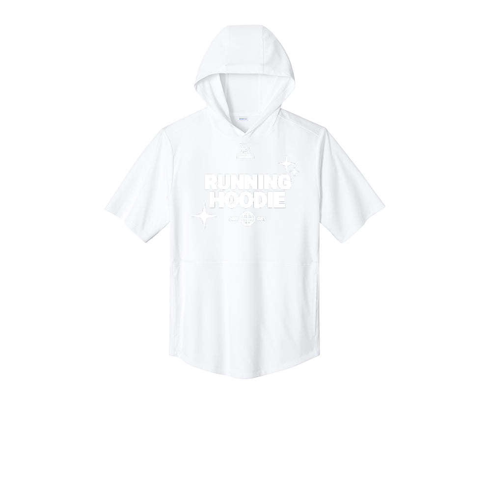 RUNNING HOODIE (White) - Short Sleeve Performance Hoodie