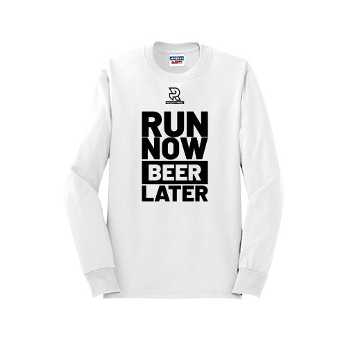 RUN NOW BEER LATER (Black) - Long Sleeve 50/50 Tee