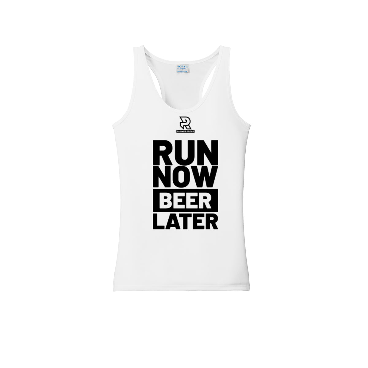 RUN NOW BEER LATER (Black) - Womens Performance Tank