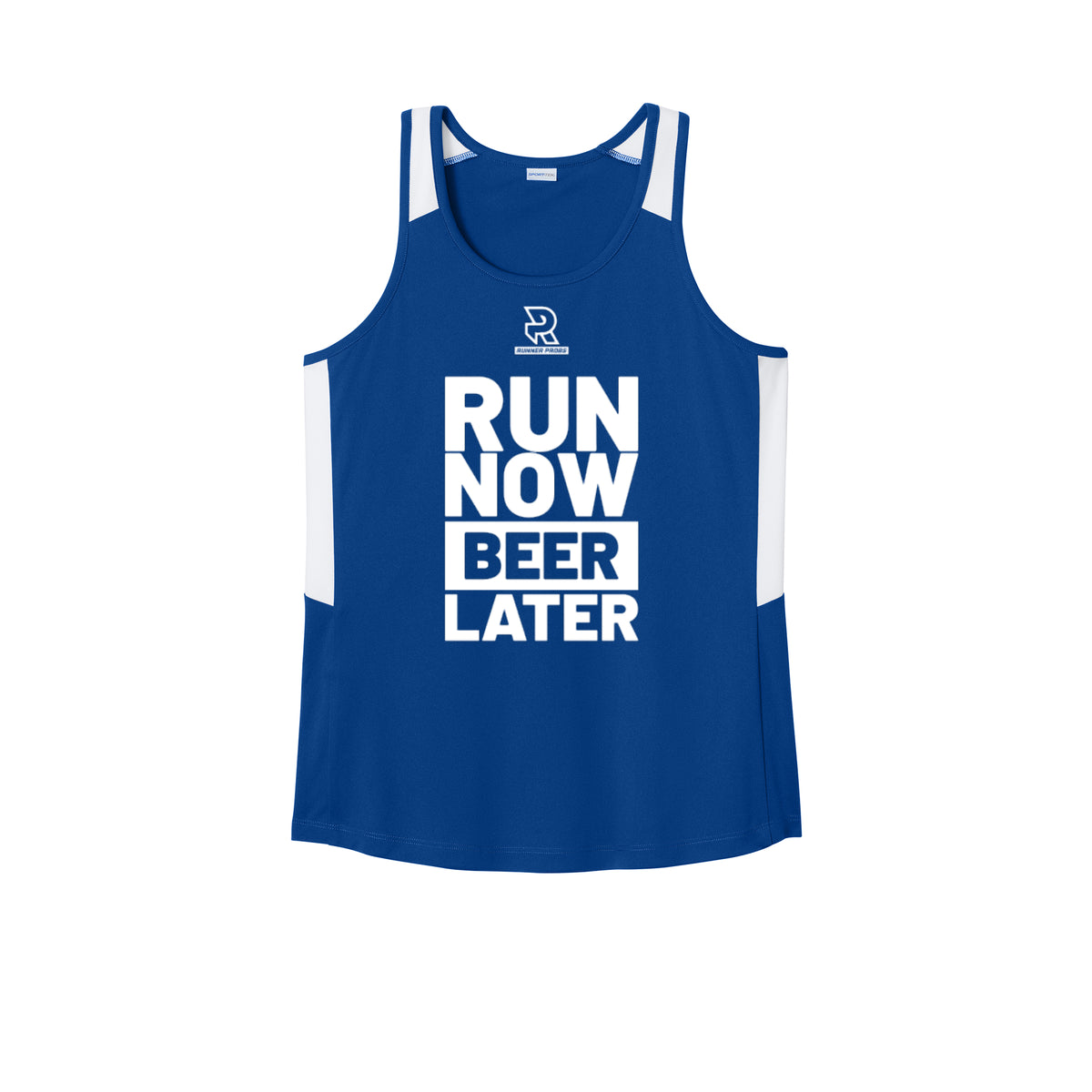 RUN NOW BEER LATER (White) - Womens Club Track Tank