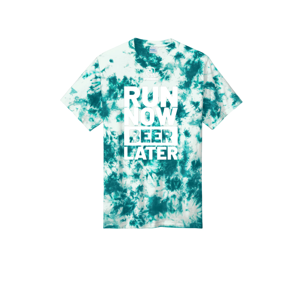 RUN NOW BEER LATER (White) - Short Sleeve Tie Dye Cotton Tee