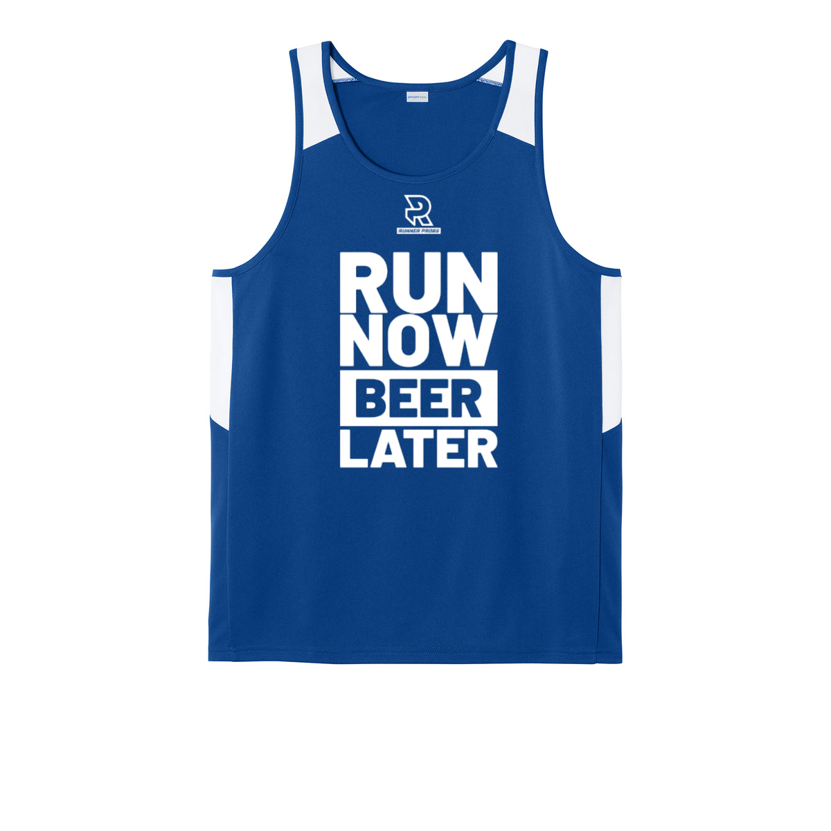 RUN NOW BEER LATER (White) - Mens Club Track Tank