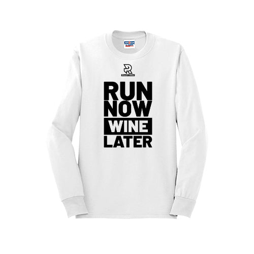RUN NOW WINE LATER (Black) - Long Sleeve 50/50 Tee