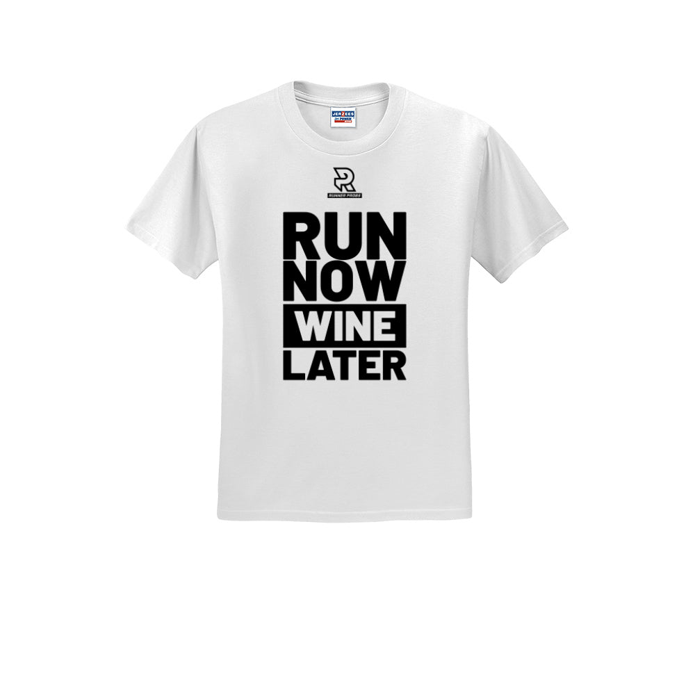RUN NOW WINE LATER (Black) - Short Sleeve 50/50 Tee