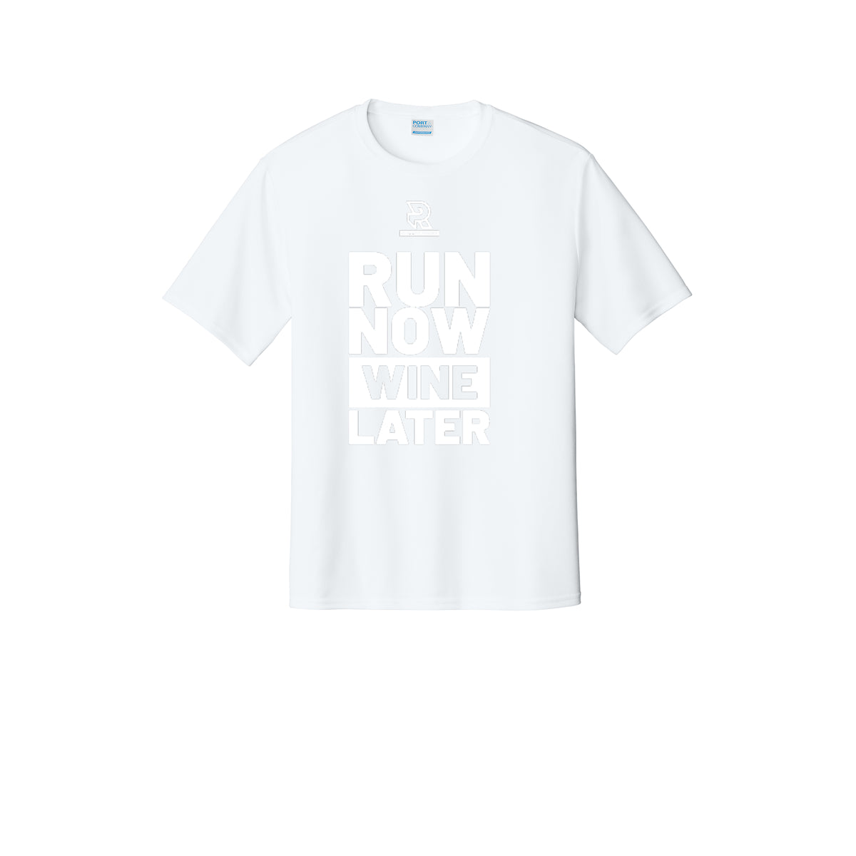 RUN NOW WINE LATER (White) - Short Sleeve Performance Tee