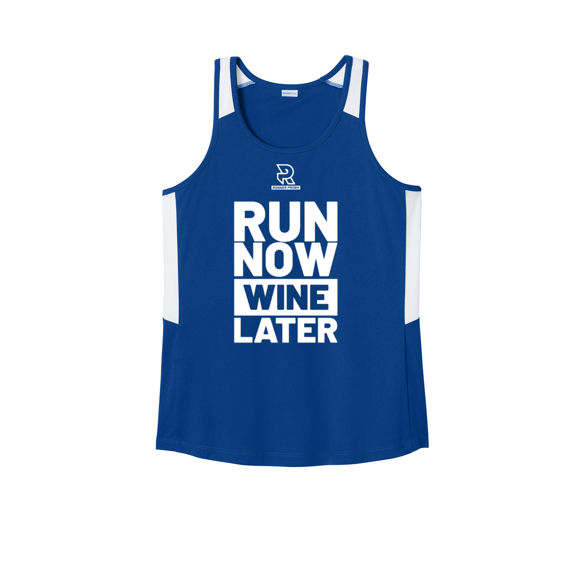 RUN NOW WINE LATER (White) - Womens Club Track Tank