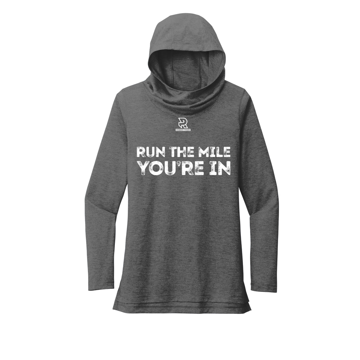 RUN THE MILE YOU'RE IN (White) - Womens Tri-Blend Long Sleeve Hoodie