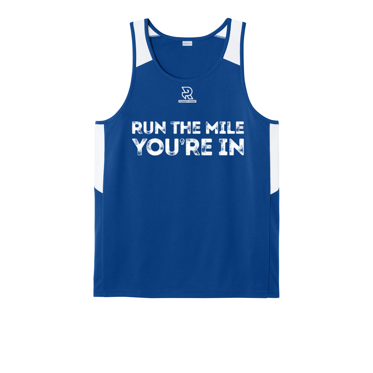 RUN THE MILE YOU'RE IN (White) - Mens Club Track Tank