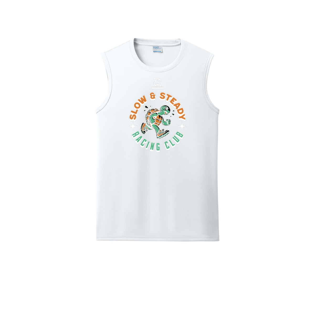SLOW & STEADY RACING (White) - Sleeveless Performance Tee