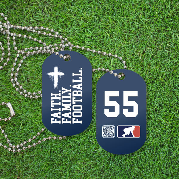 FAITH FAMILY FOOTBALL (White) (P) - Dog Tags