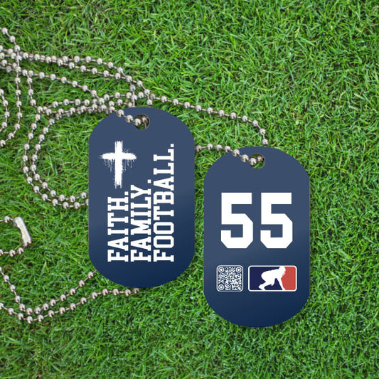 FAITH FAMILY FOOTBALL (White) (P) - Dog Tags
