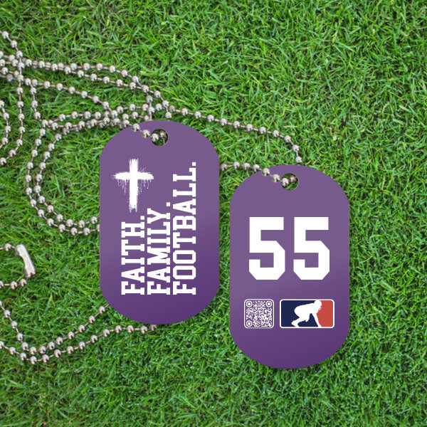 FAITH FAMILY FOOTBALL (White) (P) - Dog Tags