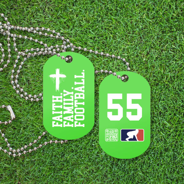FAITH FAMILY FOOTBALL (White) (P) - Dog Tags