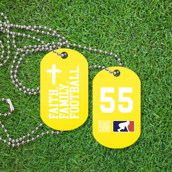 FAITH FAMILY FOOTBALL (White) (P) - Dog Tags