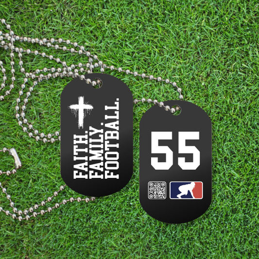 FAITH FAMILY FOOTBALL (White) (P) - Dog Tags