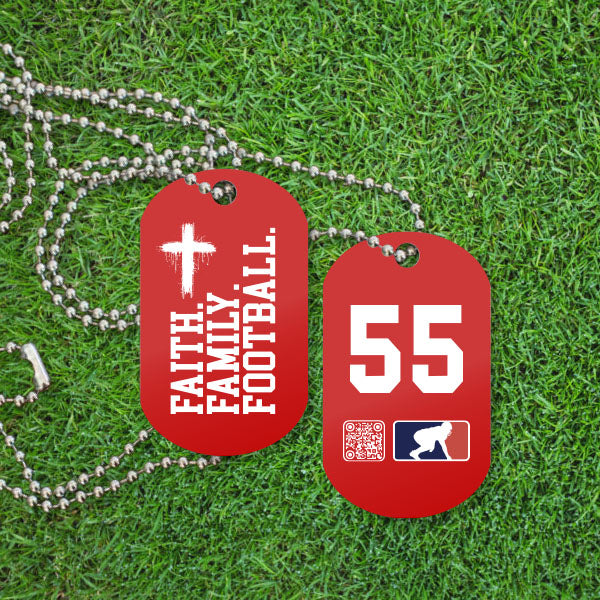 FAITH FAMILY FOOTBALL (White) (P) - Dog Tags