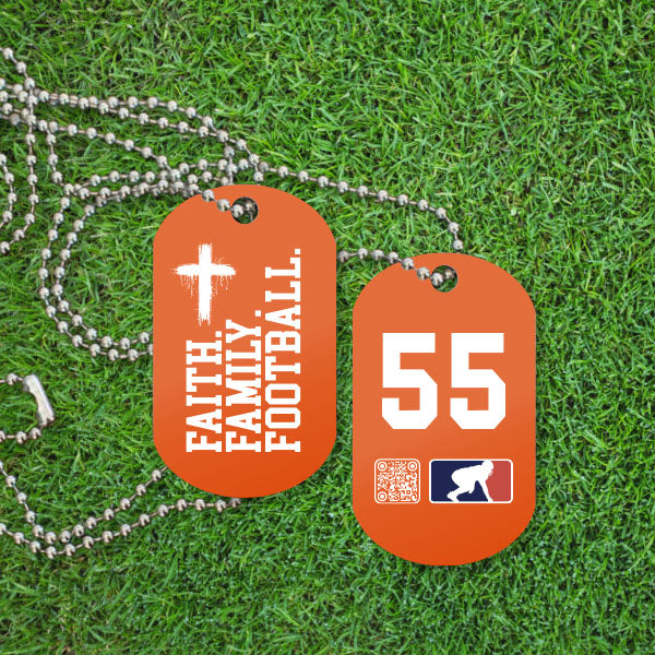 FAITH FAMILY FOOTBALL (White) (P) - Dog Tags