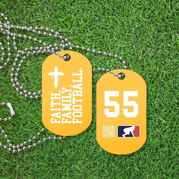 FAITH FAMILY FOOTBALL (White) (P) - Dog Tags