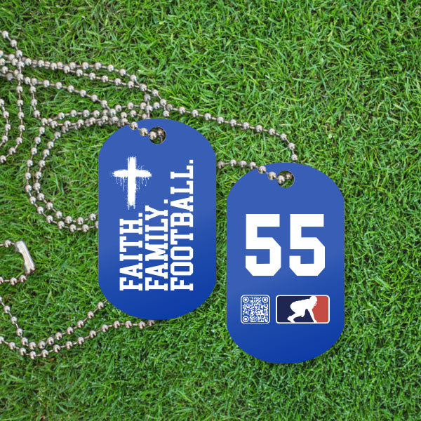 FAITH FAMILY FOOTBALL (White) (P) - Dog Tags