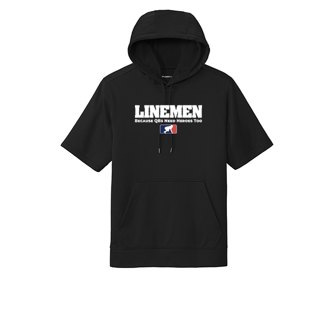 LINEMEN: A QBS HERO - Short Sleeve Hoodie