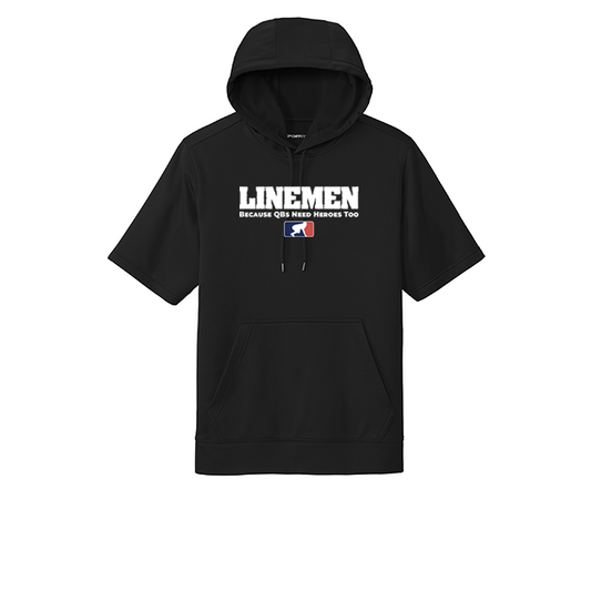 LINEMEN: A QBS HERO - Short Sleeve Hoodie