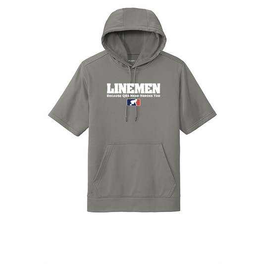 LINEMEN: A QBS HERO - Short Sleeve Hoodie
