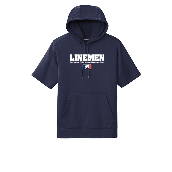 LINEMEN: A QBS HERO - Short Sleeve Hoodie