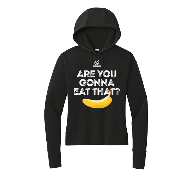 ARE YOU GONNA EAT THAT (White) - Womens Flex Fleece Pullover Hoodie