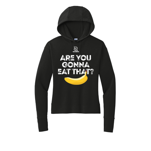 ARE YOU GONNA EAT THAT (White) - Womens Flex Fleece Pullover Hoodie