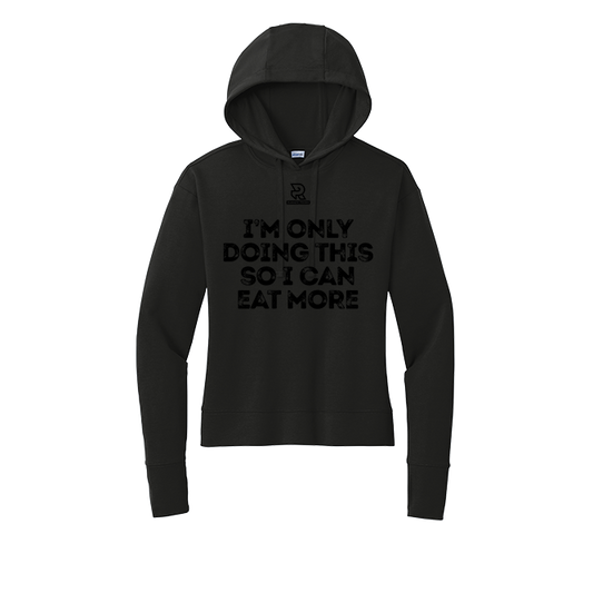 EAT MORE (Black) - Womens Flex Fleece Pullover Hoodie