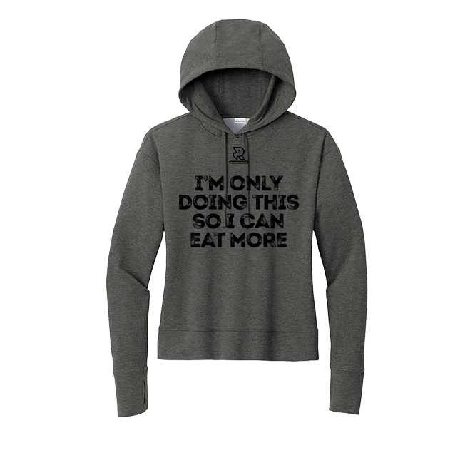 EAT MORE (Black) - Womens Flex Fleece Pullover Hoodie