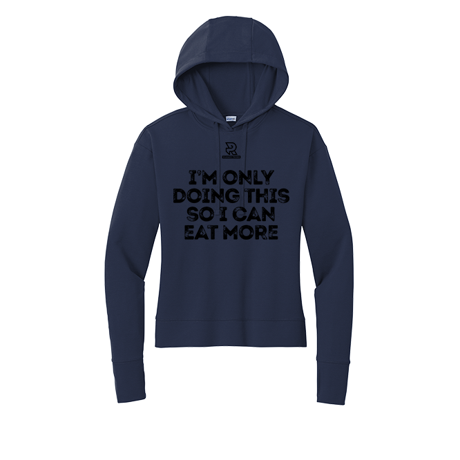 EAT MORE (Black) - Womens Flex Fleece Pullover Hoodie
