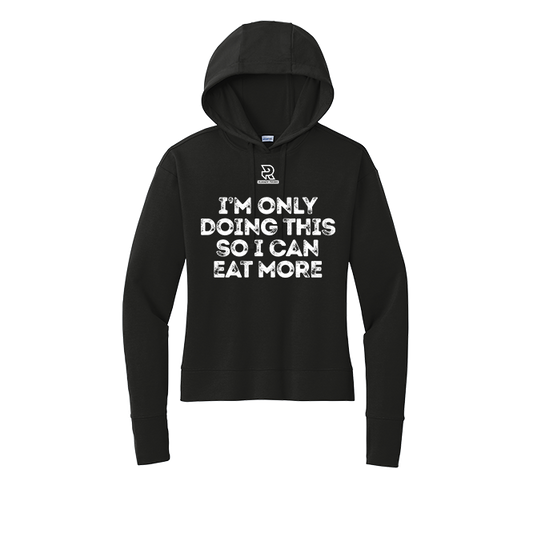 EAT MORE (White) - Womens Flex Fleece Pullover Hoodie