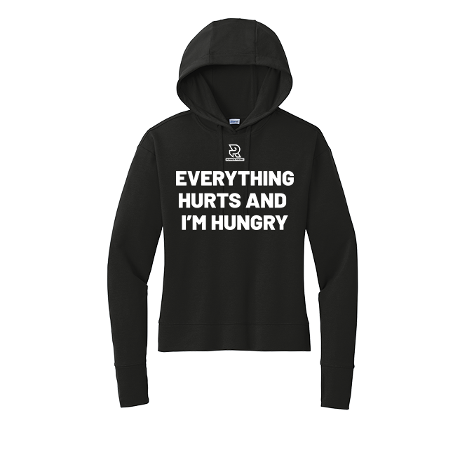 EVERYTHING HURTS (White) - Womens Flex Fleece Pullover Hoodie