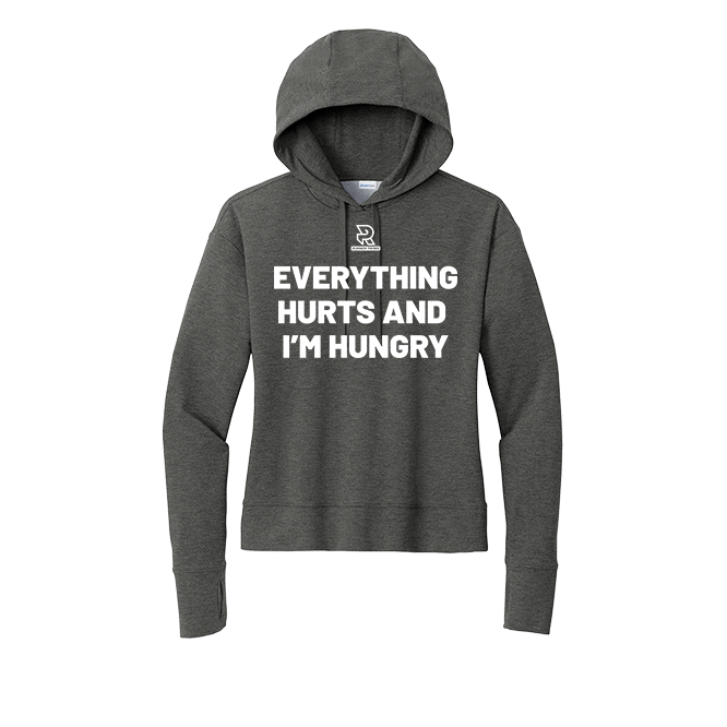 EVERYTHING HURTS (White) - Womens Flex Fleece Pullover Hoodie