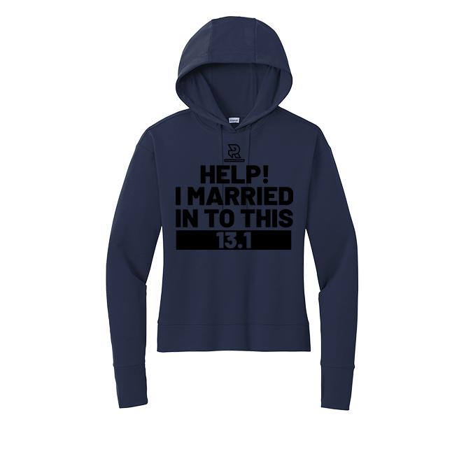 HELP! I MARRIED INTO THIS 13.1 (Black) - Womens Flex Fleece Pullover Hoodie