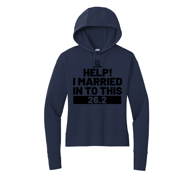 HELP! I MARRIED INTO THIS 26.2 (Black) - Womens Flex Fleece Pullover Hoodie