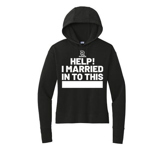HELP! I MARRIED INTO THIS 26.2 (White) - Womens Flex Fleece Pullover Hoodie