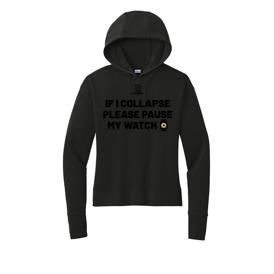 IF I COLLAPSE (Black) - Womens Flex Fleece Pullover Hoodie