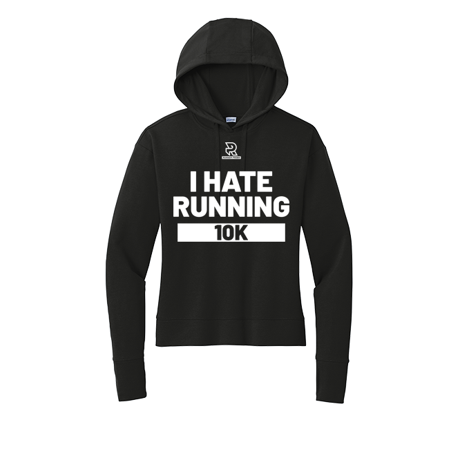 I HATE RUNNING 10K (White) - Womens Flex Fleece Pullover Hoodie