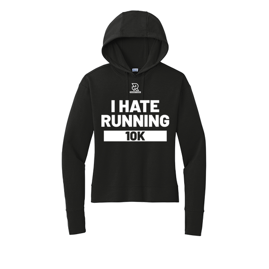 I HATE RUNNING 10K (White) - Womens Flex Fleece Pullover Hoodie