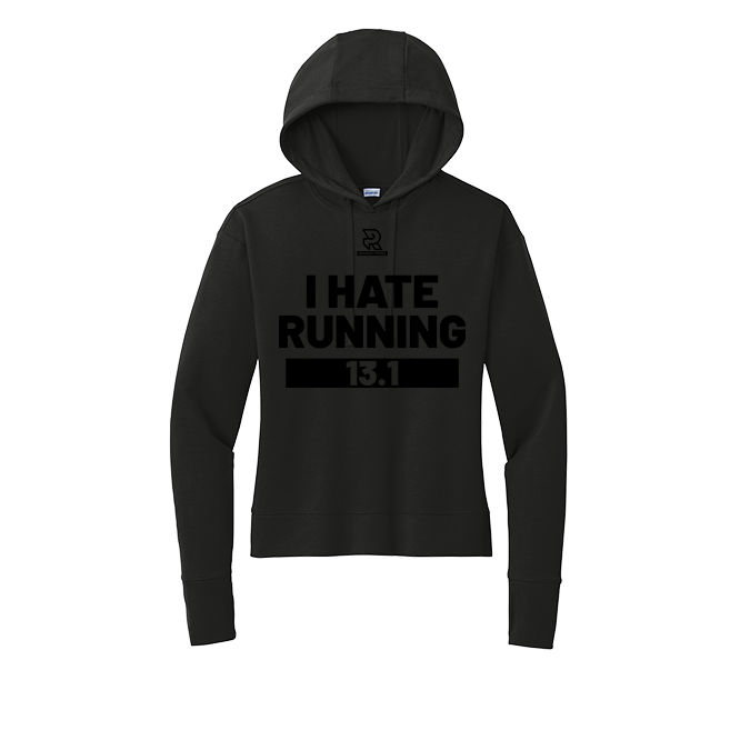I HATE RUNNING 13.1 (Black) - Womens Flex Fleece Pullover Hoodie