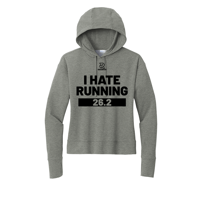 I HATE RUNNING 26.2 (Black) - Womens Flex Fleece Pullover Hoodie