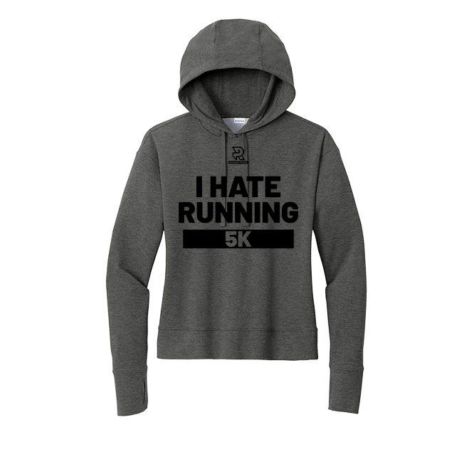 I HATE RUNNING 5K (Black) - Womens Flex Fleece Pullover Hoodie