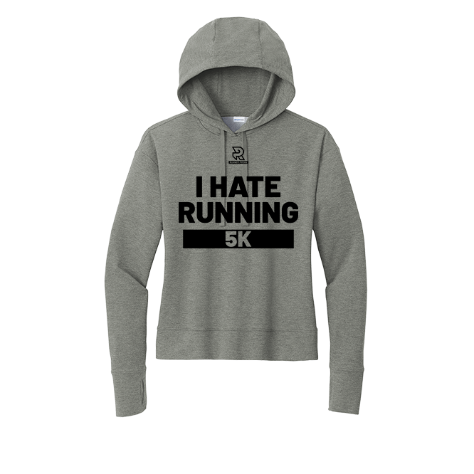 I HATE RUNNING 5K (Black) - Womens Flex Fleece Pullover Hoodie