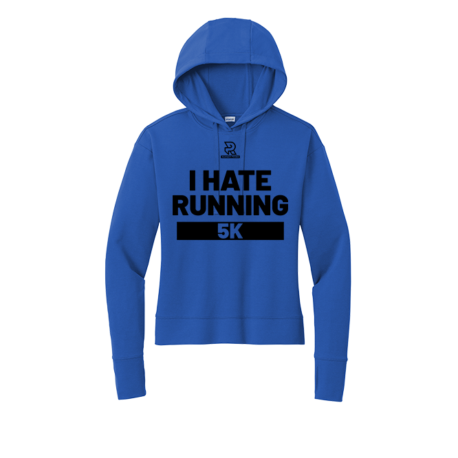 I HATE RUNNING 5K (Black) - Womens Flex Fleece Pullover Hoodie