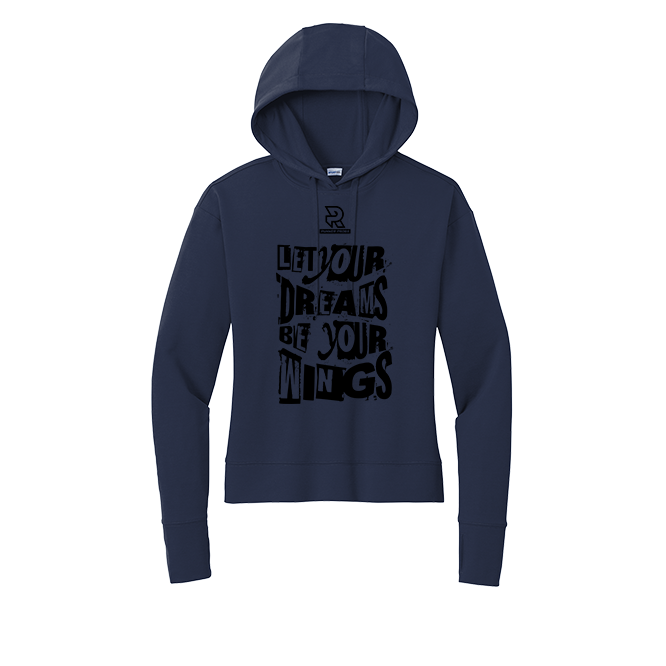 LET YOUR DREAMS BE YOUR WINGS (Black) - Womens Flex Fleece Pullover Hoodie