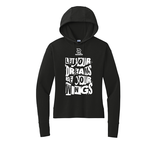 LET YOUR DREAMS BE YOUR WINGS (White) - Womens Flex Fleece Pullover Hoodie